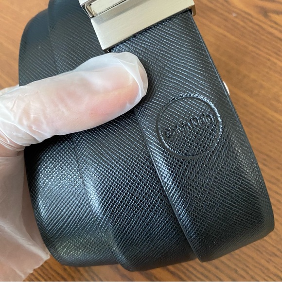 New Calvin Klain Men's Reversible Black Brown Genuine Leather Belt Size 38 - Picture 10 of 10